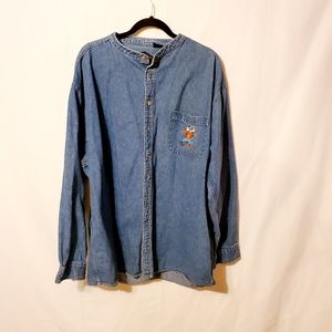 Disney jean button up shirt